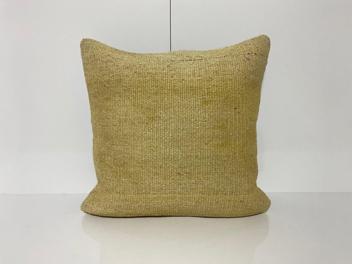 Beige kilim pillow with traditional design, handmade in Turkey – KK00262.