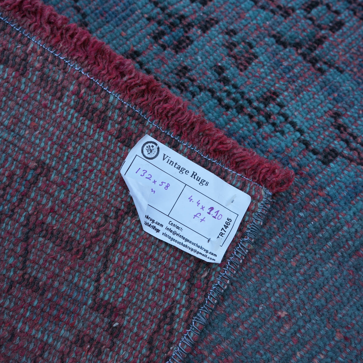 Green 2' x 4' Turkish overdyed mini rug from the 1970s with overdyed design.