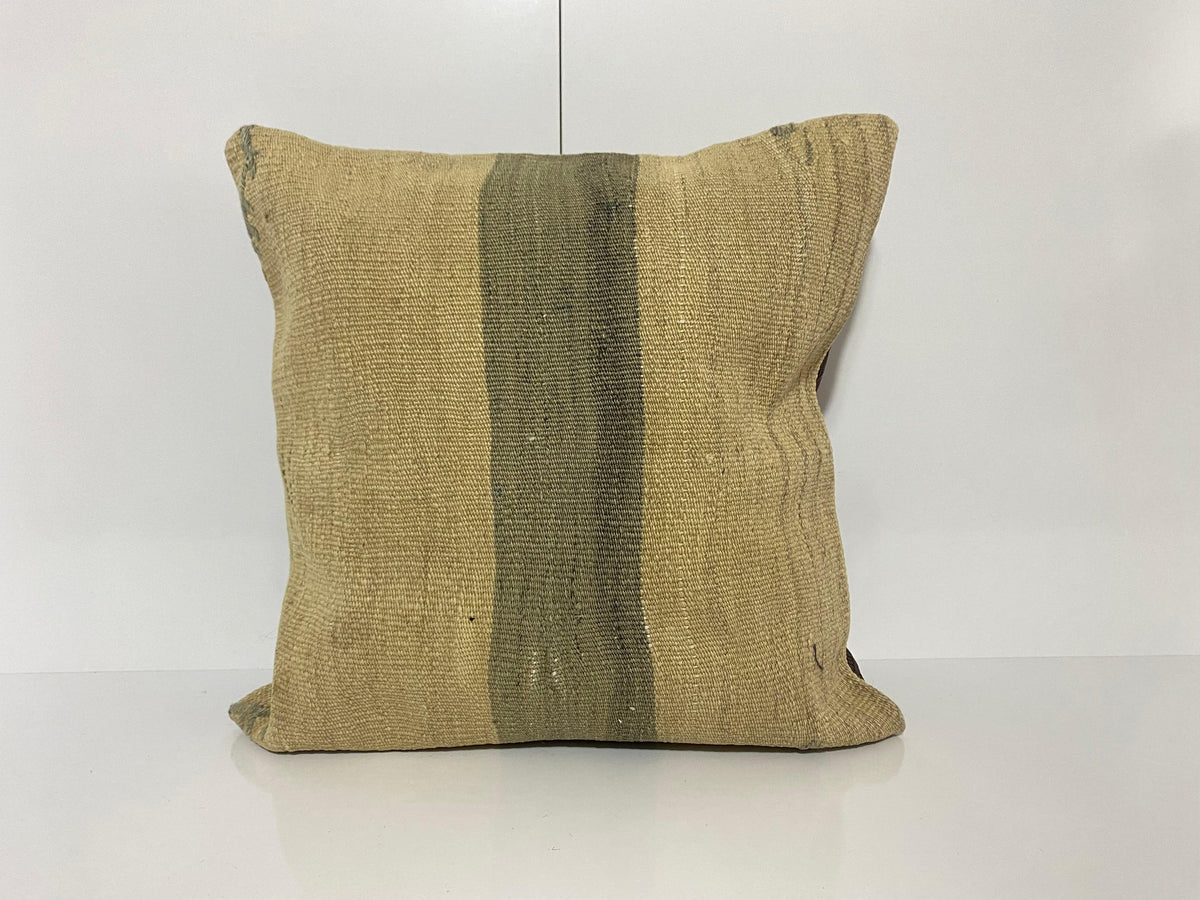 Beige pillow cover with striped design, handmade in Turkey – KK00160.