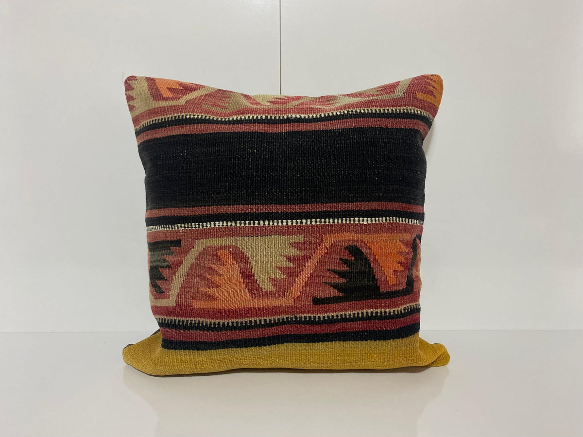 Colorful pillow cover with striped design, handmade in Turkey – KK00265.