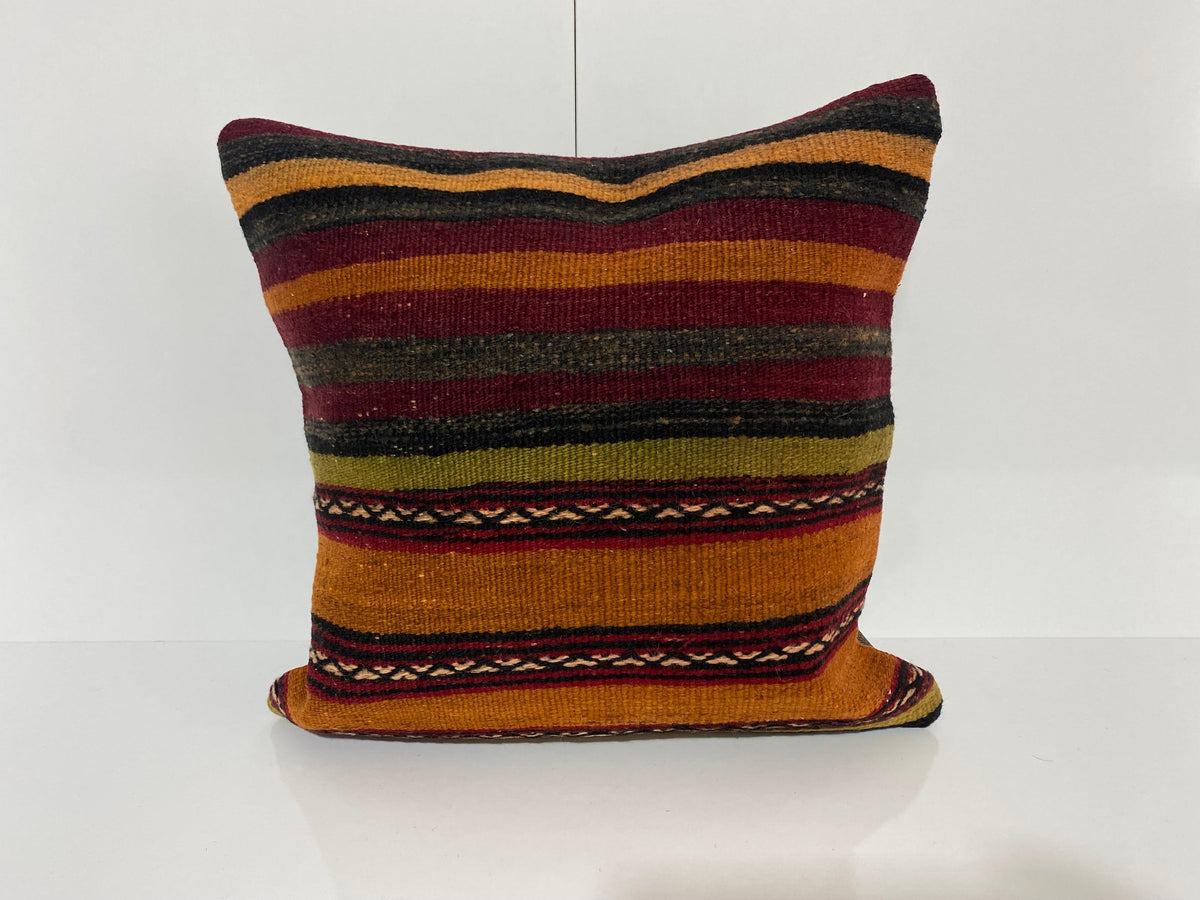 Colorful pillow cover with striped design, handmade in Turkey – KK00270.