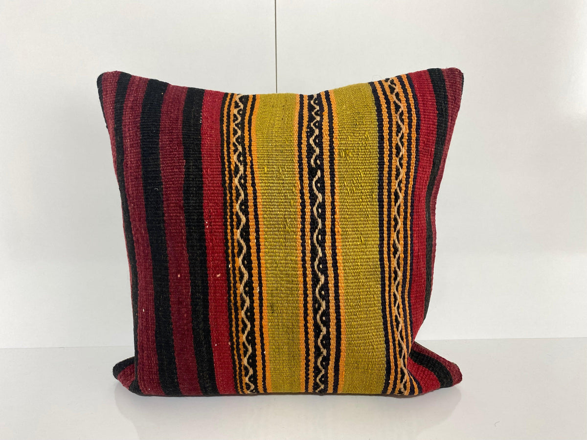Colorful pillow cover with striped design, handmade in Turkey – KK00273.