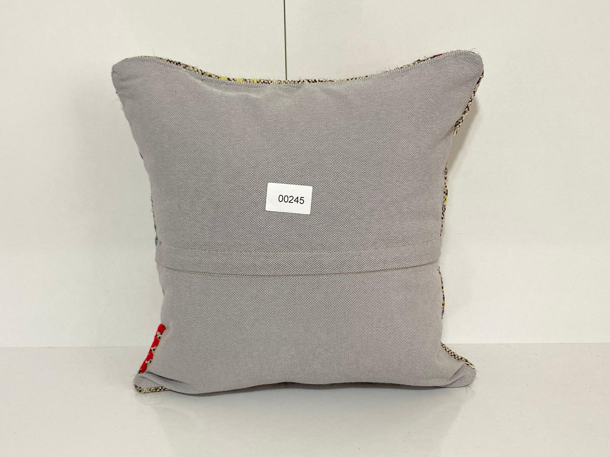 Close-up of the gray Turkish pillow cover showing traditional details, low pile.