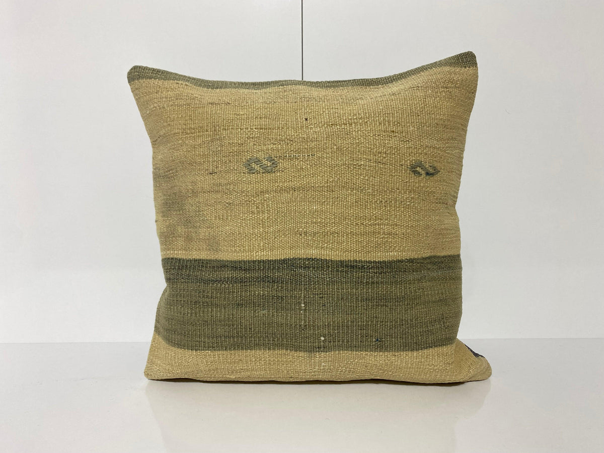 Beige throw pillow with striped design, handmade in Turkey – KK00118.