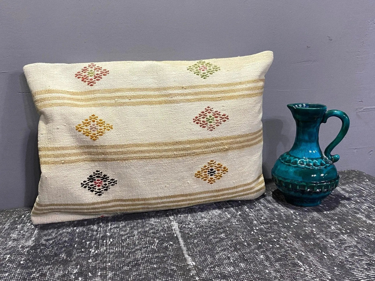 Colorful throw pillow with striped design, handmade in Turkey – 00104.
