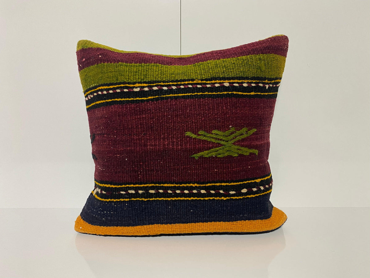 Colorful throw pillow with striped design, handmade in Turkey – KK00111.