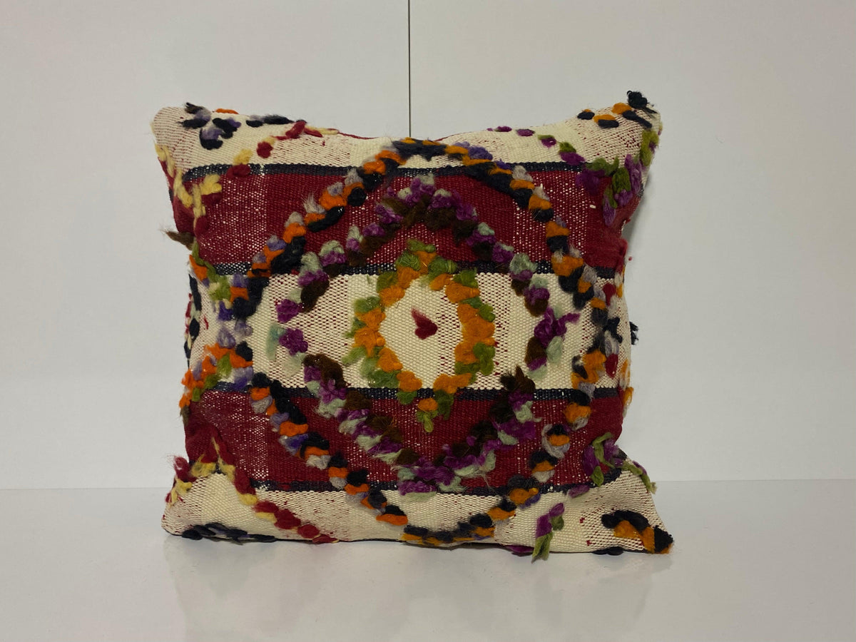 Colorful throw pillow with traditional design, handmade in Turkey – KK00115.