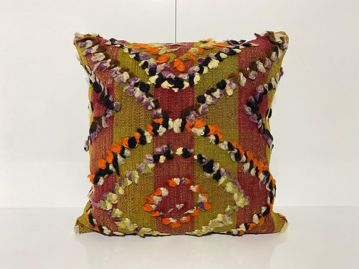 Colorful throw pillow with traditional design, handmade in Turkey – KK00120.