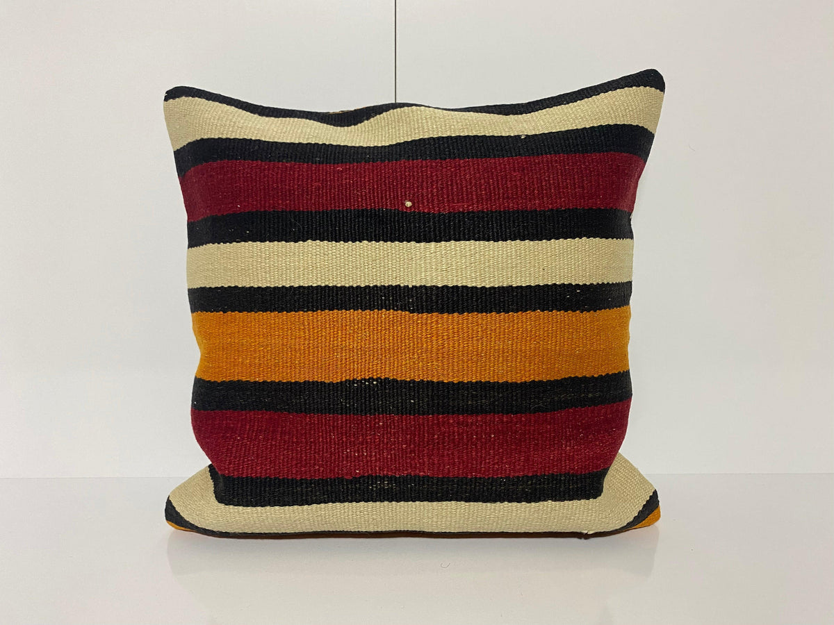Colorful throw pillow with striped design, handmade in Turkey – KK00122.