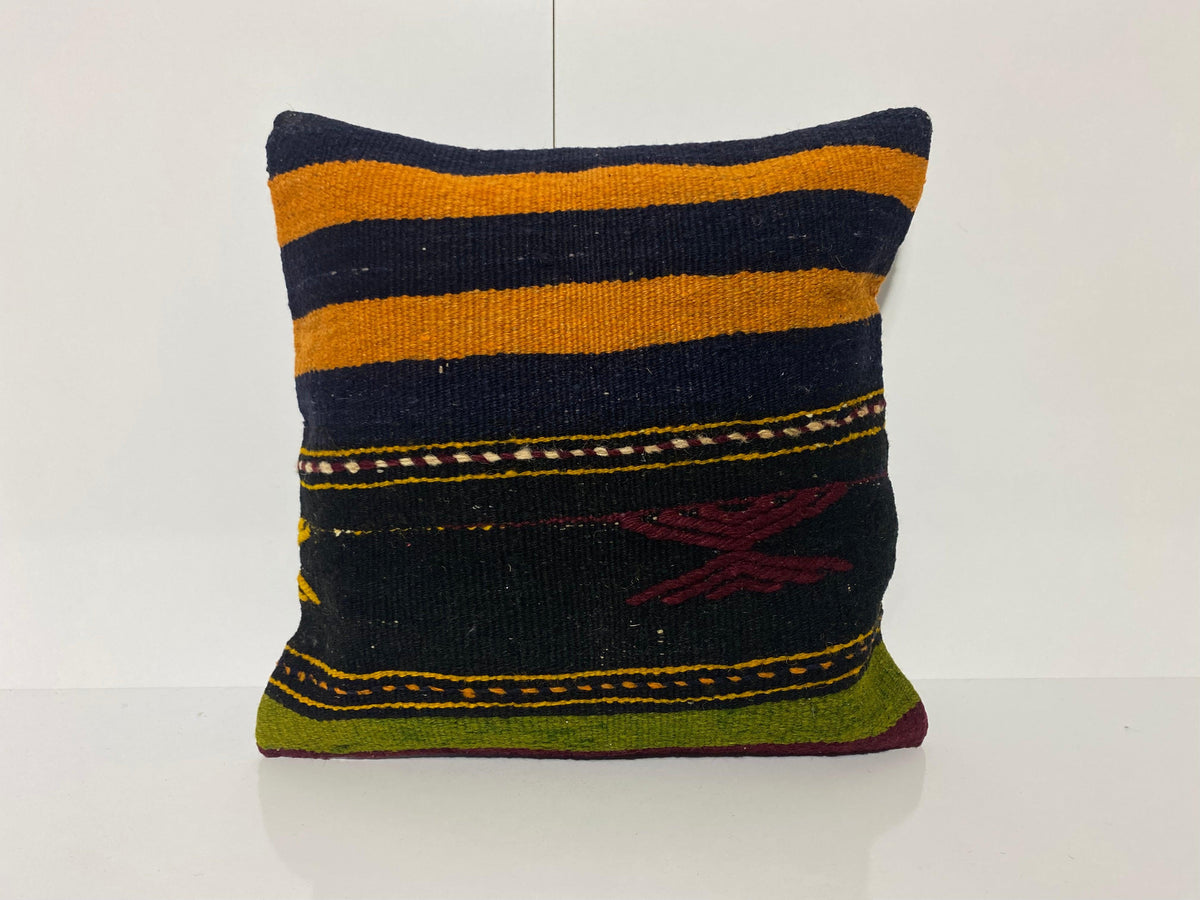 Colorful throw pillow with striped design, handmade in Turkey – KK00124.