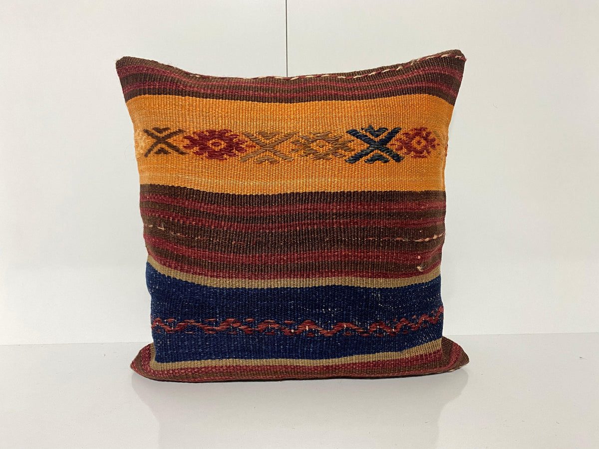 Colorful throw pillow with striped design, handmade in Turkey – KK00126.