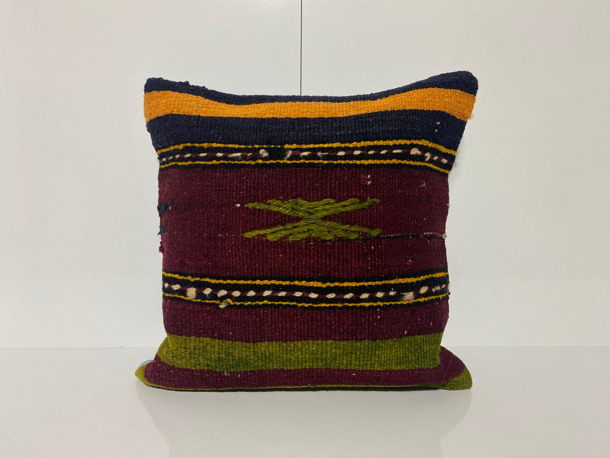 Colorful throw pillow with striped design, handmade in Turkey – KK00197.