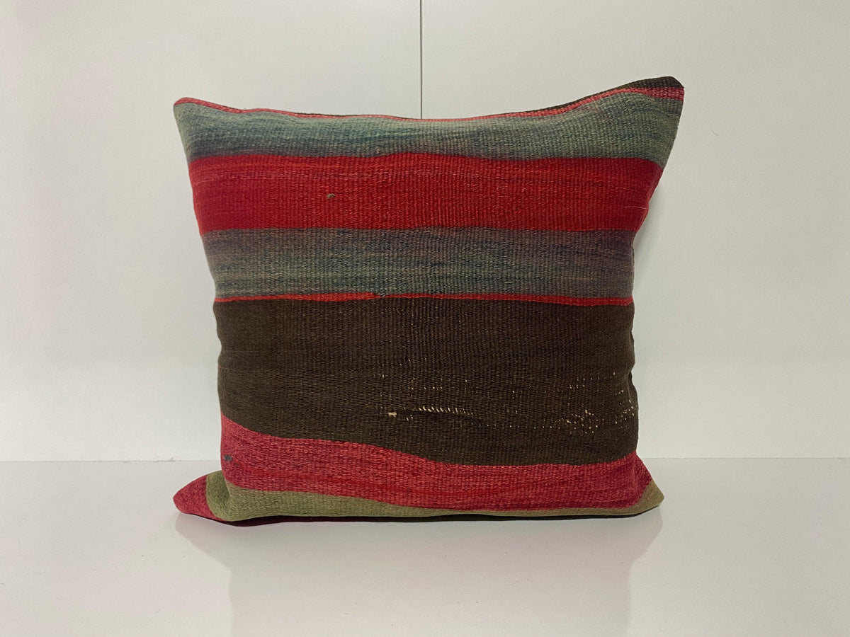Colorful throw pillow with striped design, handmade in Turkey – KK00201.