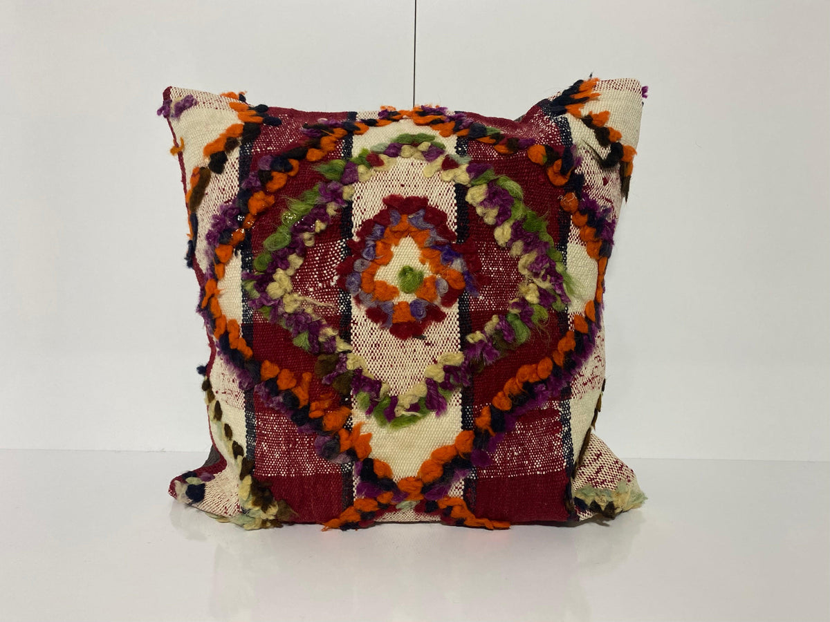 Colorful throw pillow with traditional design, handmade in Turkey – KK00202.