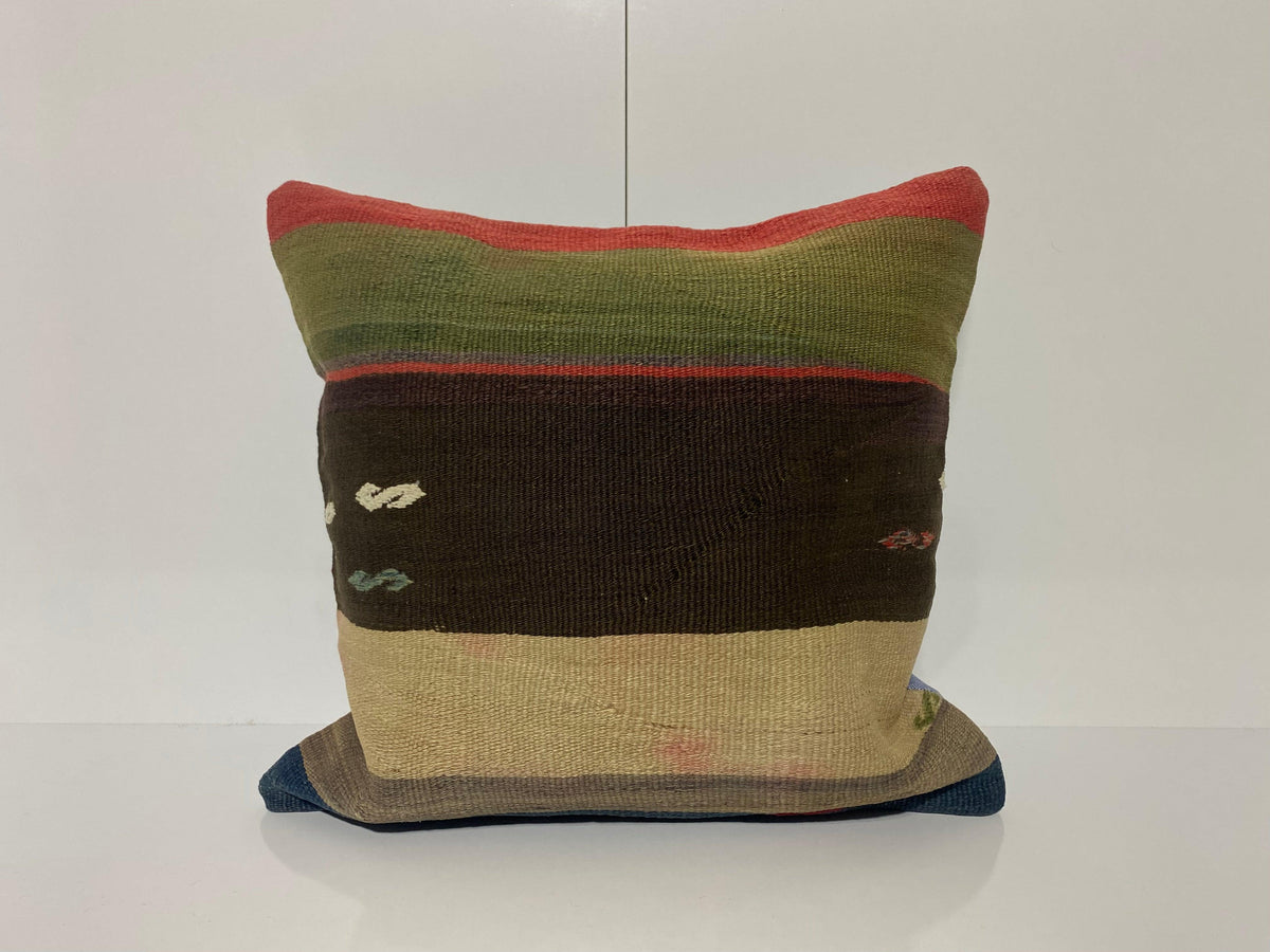 Colorful throw pillow with striped design, handmade in Turkey – KK00203.