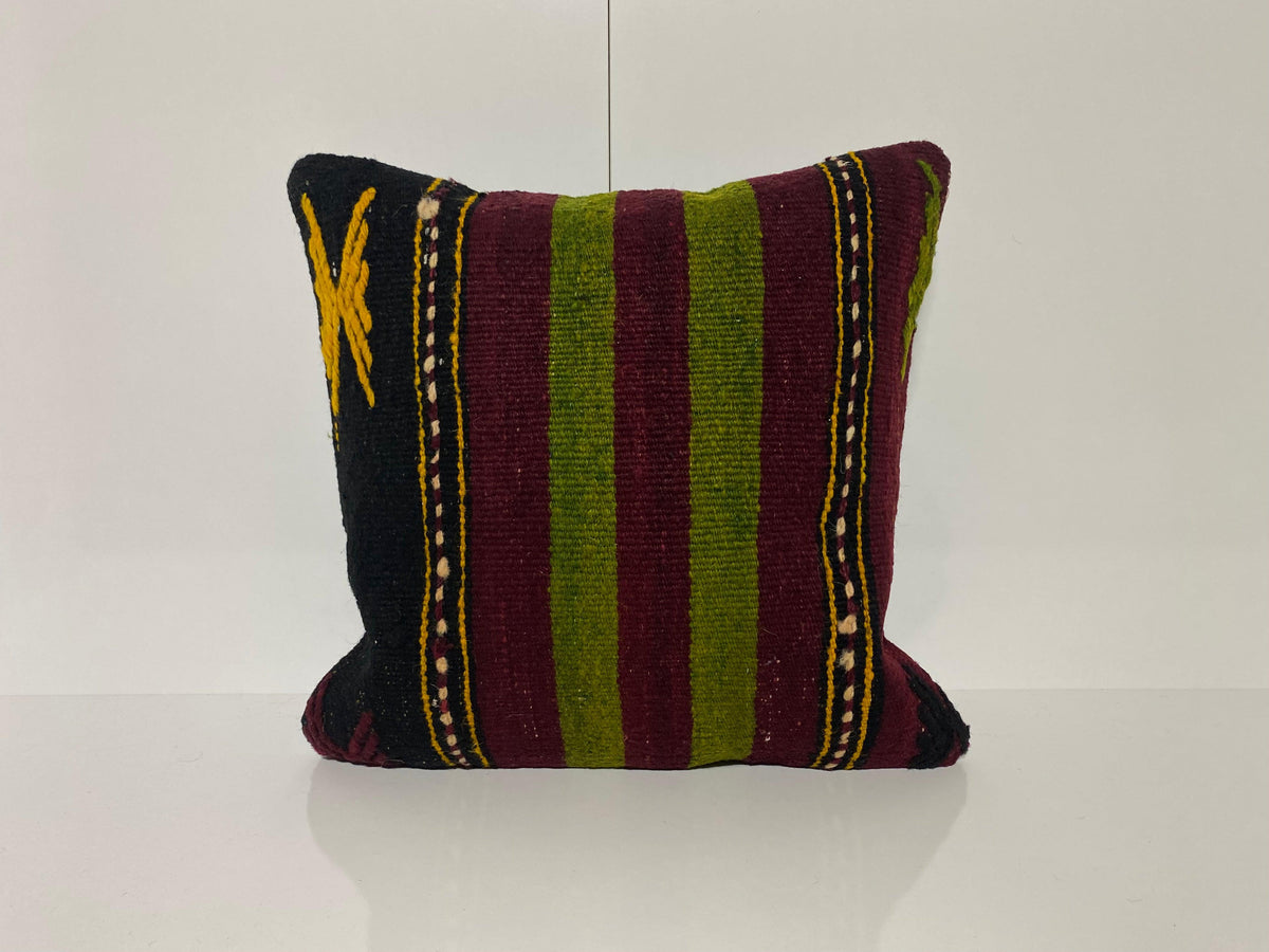 Colorful throw pillow with striped design, handmade in Turkey – KK00206.