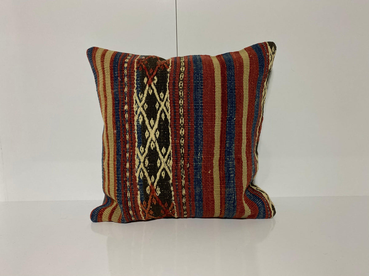 Colorful throw pillow with striped design, handmade in Turkey – KK00207.