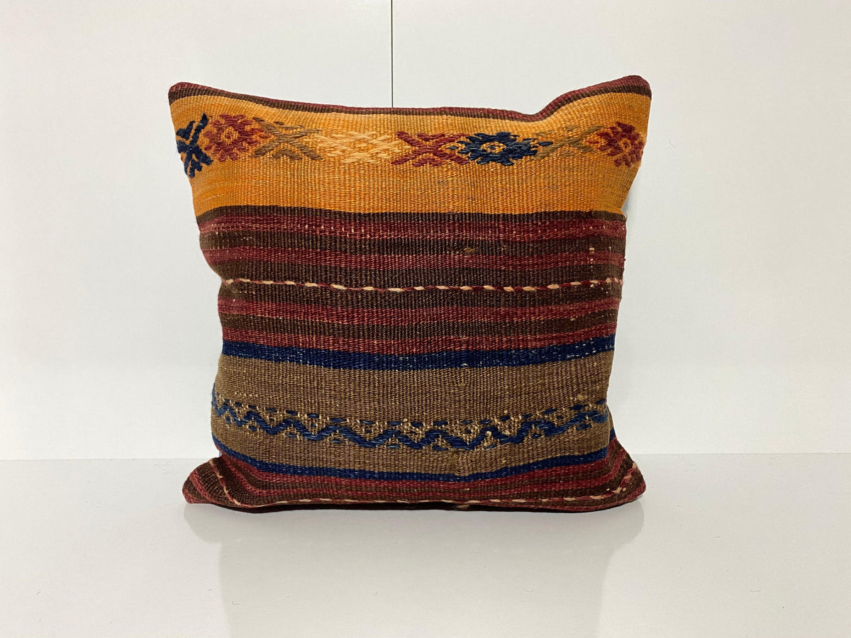 Colorful throw pillow with striped design, handmade in Turkey – KK00213.