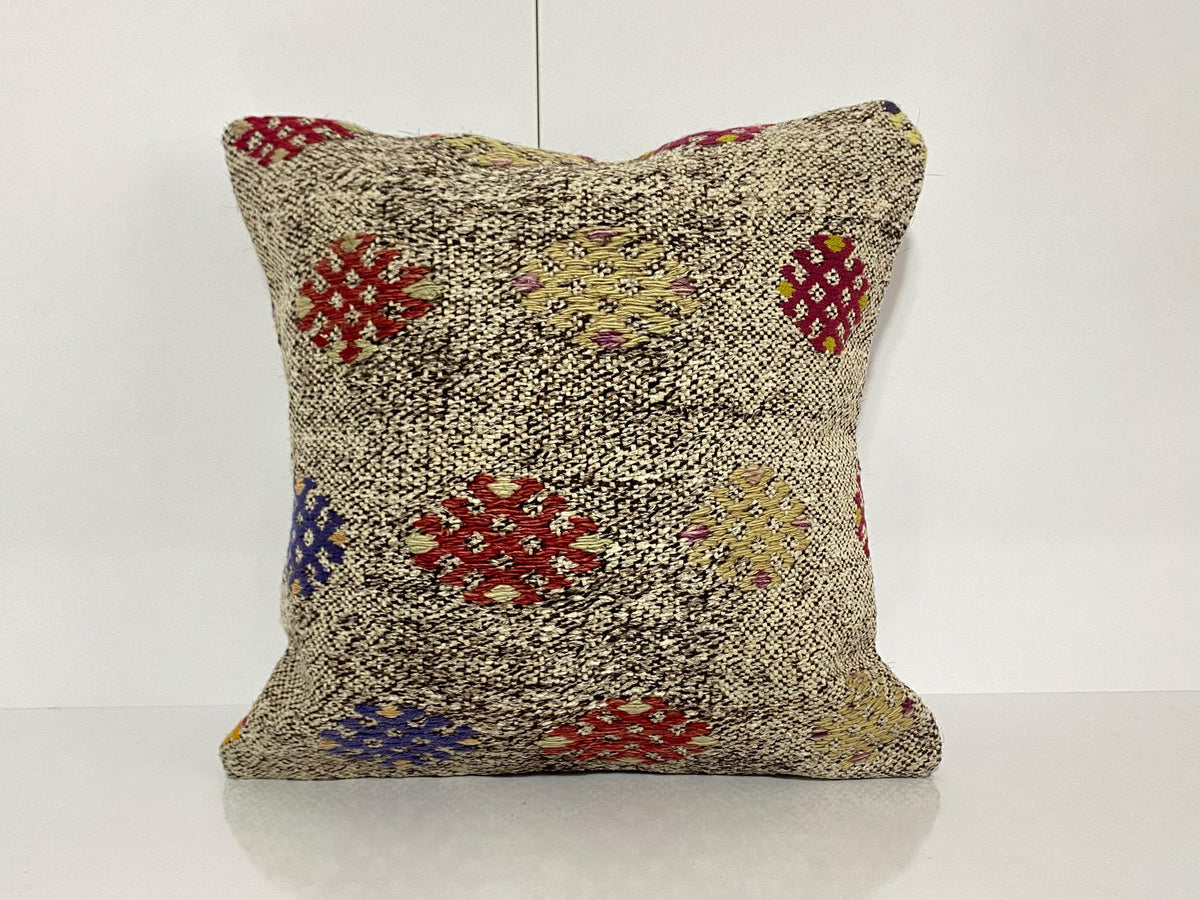 Colorful throw pillow with traditional design, handmade in Turkey – KK00281.