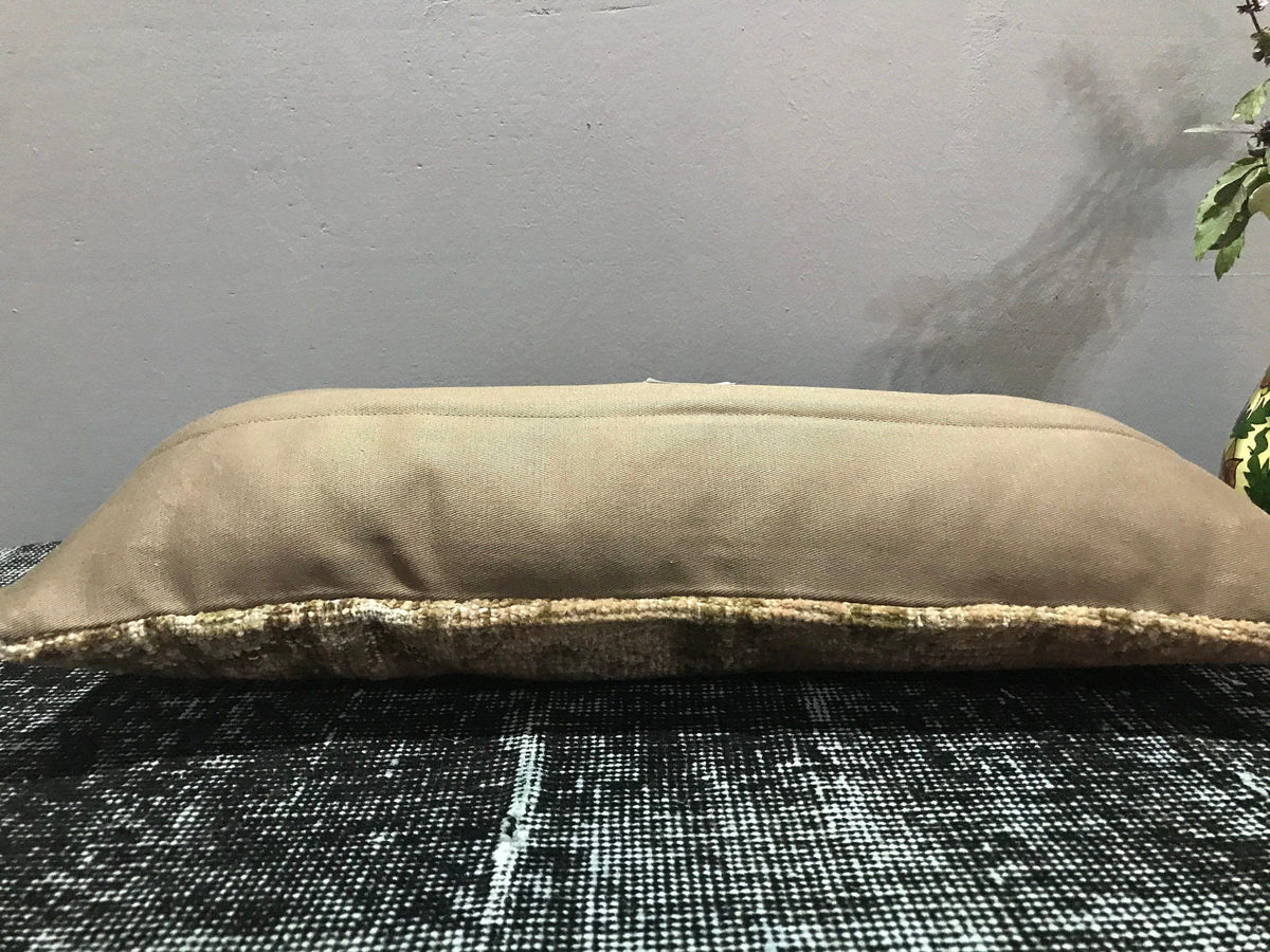 Close-up of the colorful Turkish throw pillow showing traditional details, low pile.
