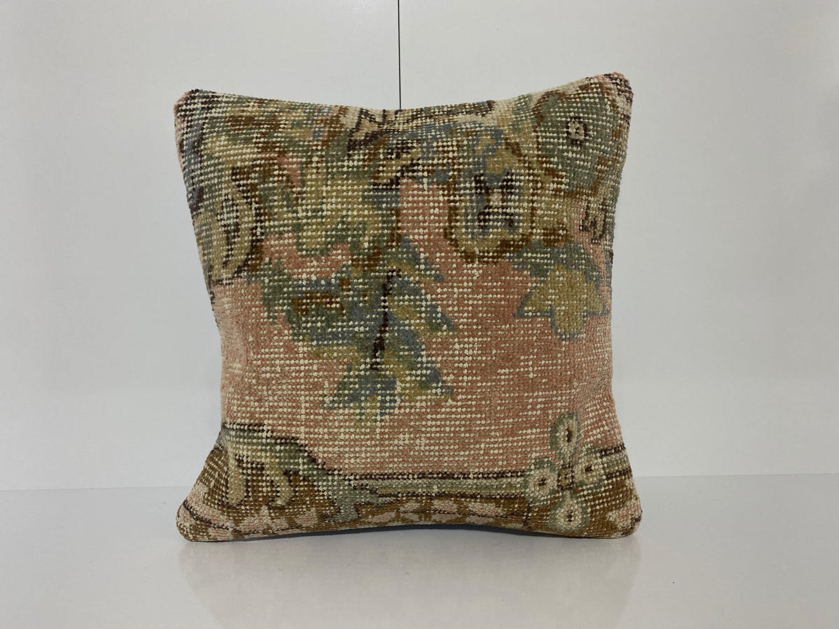 Pink throw pillow with traditional design, handmade in Turkey – KK00157.