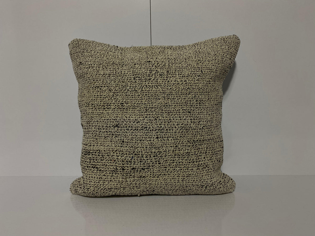 White throw pillow with traditional design, handmade in Turkey – KK00193.