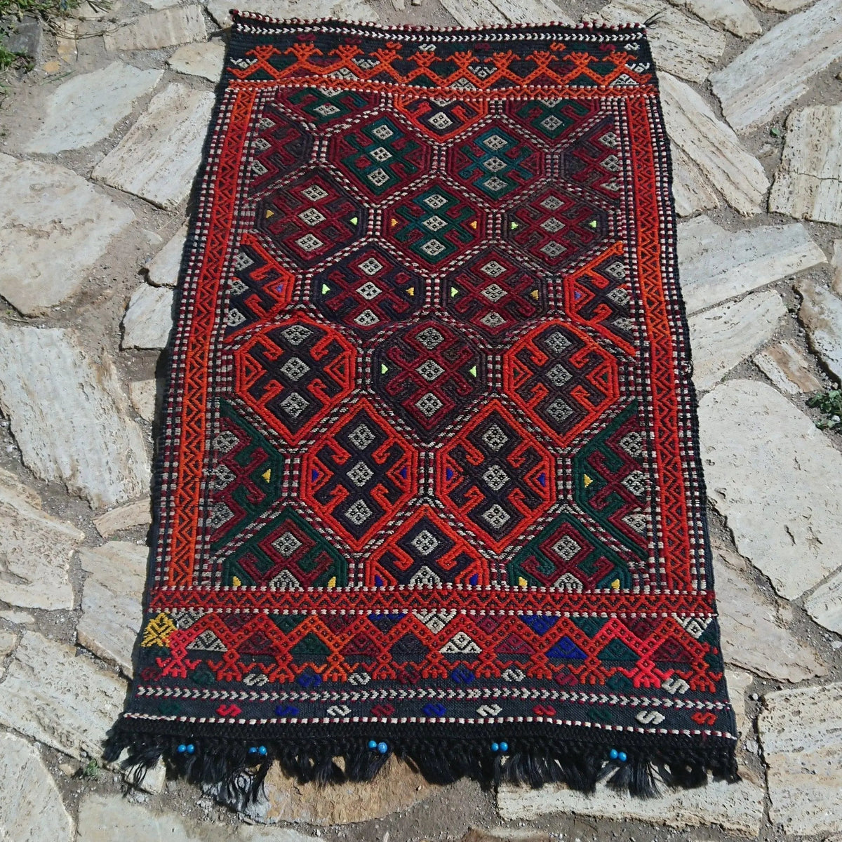 Orange 2' x 4' turkish rug with traditional design, handmade in Turkey – Wylda.