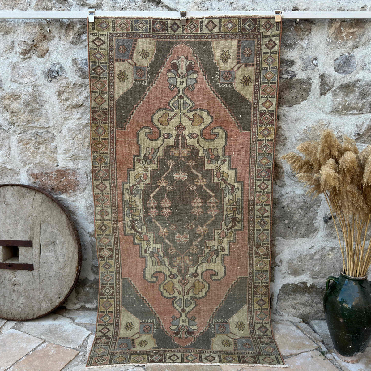 Pale Red 4' x 8' turkish rug with traditional design, handmade in Turkey – Shepard.