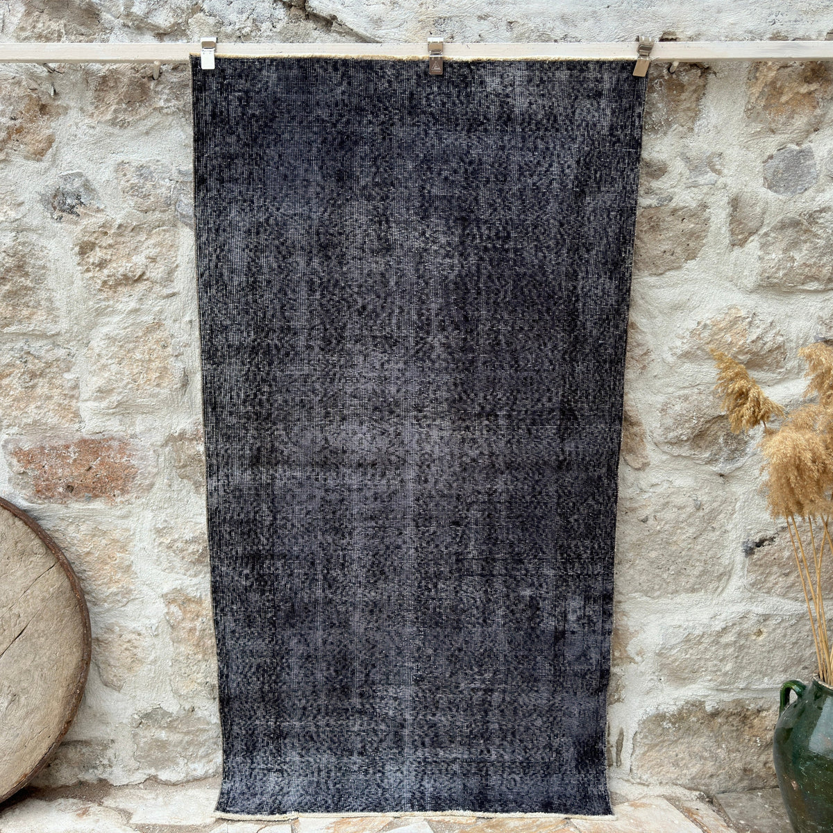 Black 4' x 7' vintage overdyed rug, handmade in Turkey – Cedric.