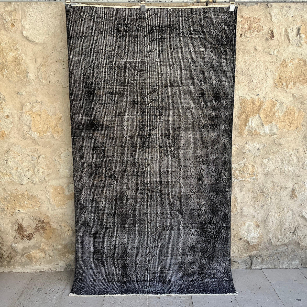 Black 4' x 7' vintage overdyed rug with overdyed design, handmade in Turkey – Loyal.