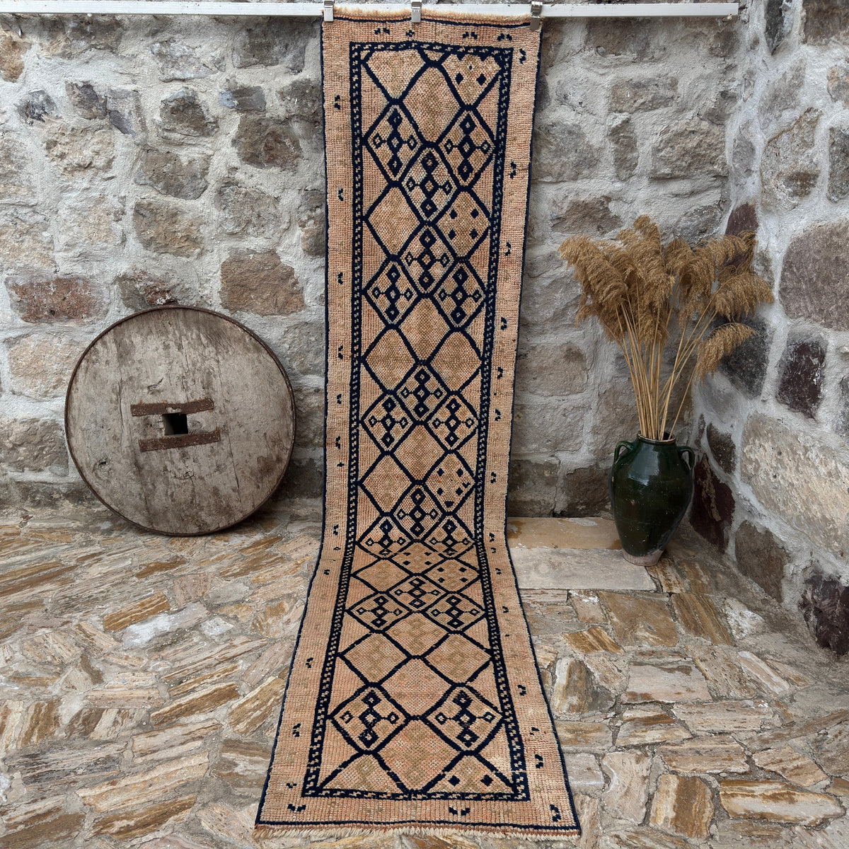 Pale Orange 3' x 12' vintage persian runner rug with traditional design, handmade in Persian – Laney.