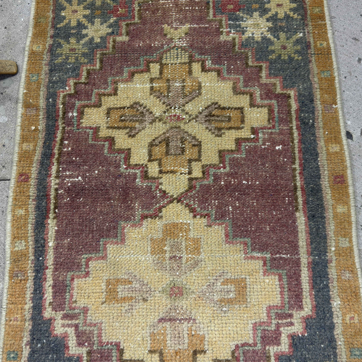 1970s gray vintage Turkish traditional rug with traditional design, hand-knotted weave and low pile.