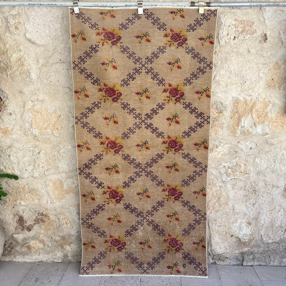 Brown 3' x 7' vintage turkish rug with traditional design, handmade in Turkey – Harry.