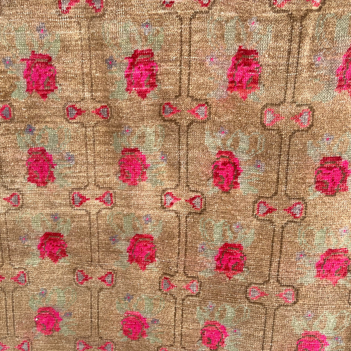 Brown 2' x 13' vintage turkish runner rug in wool and cotton, shown on the floor.