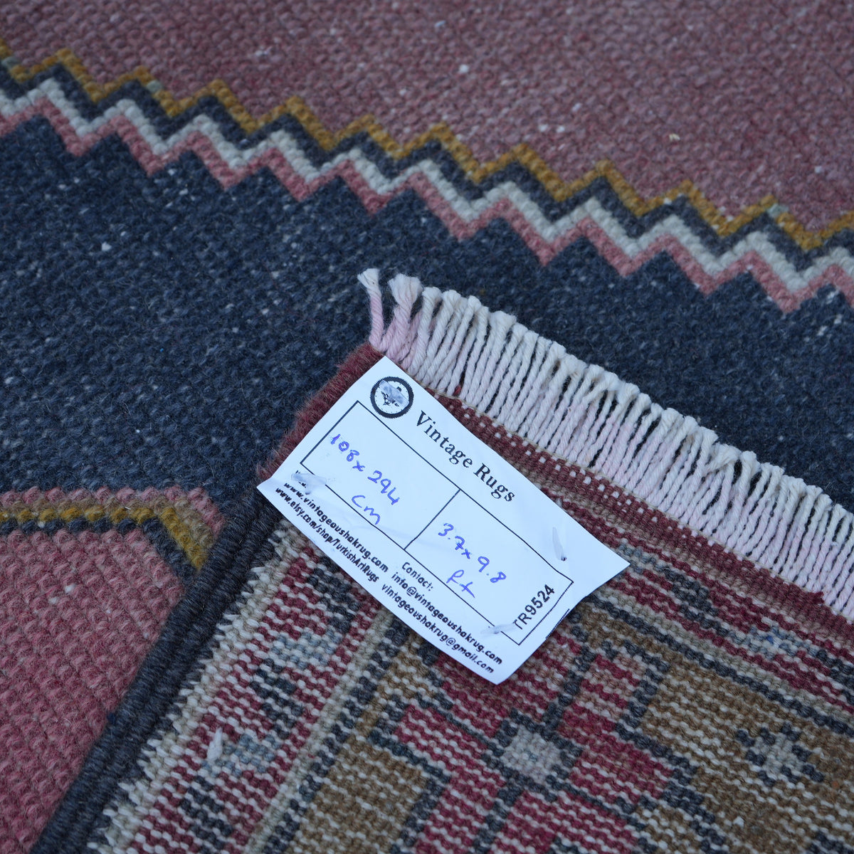 Pale Purple 4' x 10' vintage turkish runner rug from the 1970s with traditional design.