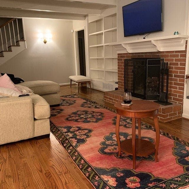 Vintage rugs styled in a living room