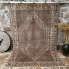 Brown 6' x 9' authentic vintage persian rug with neutral design, handmade in Persian – Kati.