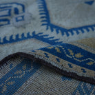 Additional view of the beige Turkish authentic vintage rug, hand-knotted in wool.