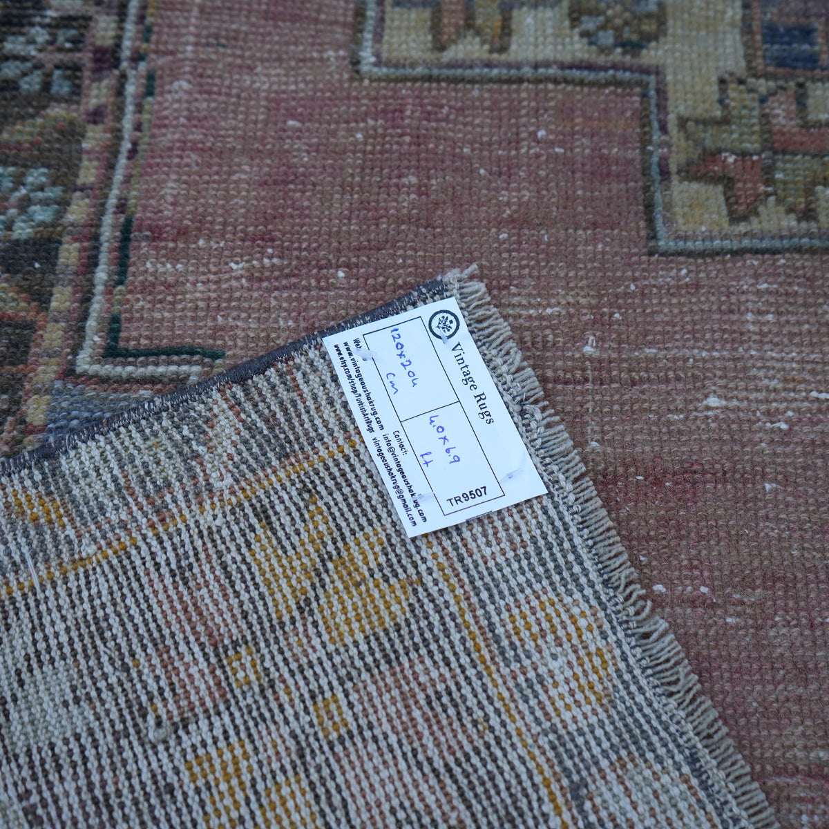 Pale Blue 4' x 7' Turkish authentic vintage rug from the 1970s with traditional design.