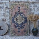 Pink 4' x 7' authentic vintage rug with traditional design, handmade in Turkey – Carlyn.