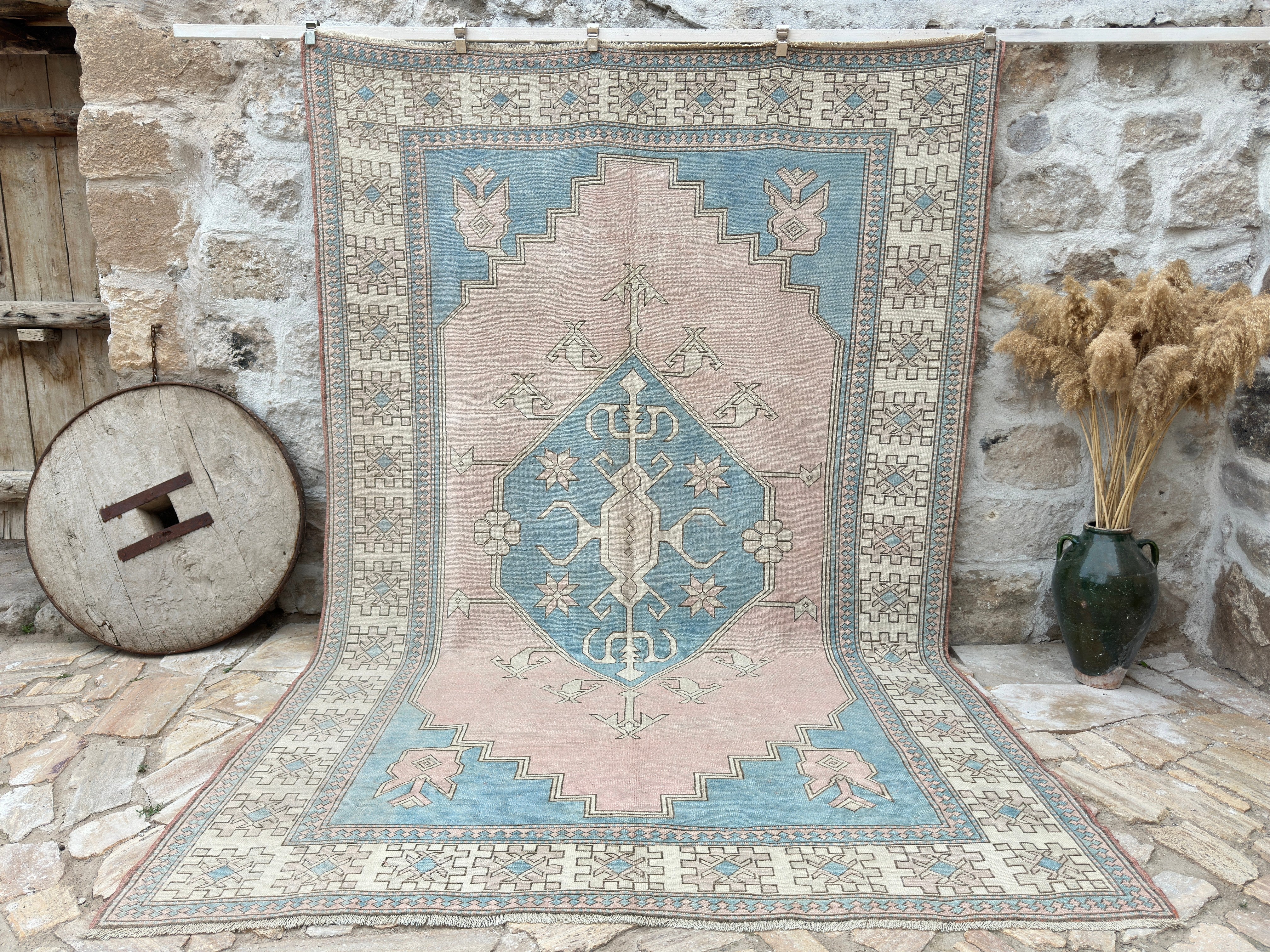 7' x 11' - Vintage Turkish Rug, Blue - Lian | Kirmen Rugs – Kirmen™