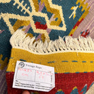 1970s blue Turkish flatweave rug with traditional design, flatweave construction and low pile.