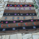 Brown 4' x 5' flatweave rug with traditional design, handmade in Turkey – Bolton.