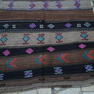 1970s brown Turkish flatweave rug with traditional design, flatweave construction and low pile.