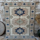 Pale Pink 6' x 8' geometric area carpet with neutral design, handmade in Turkey – Blanche.
