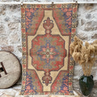 Blue 4' x 7' handknotted rug with traditional design, handmade in Turkey – Elora.