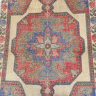 1970s blue Turkish handknotted rug with traditional design, hand-knotted weave and low pile.