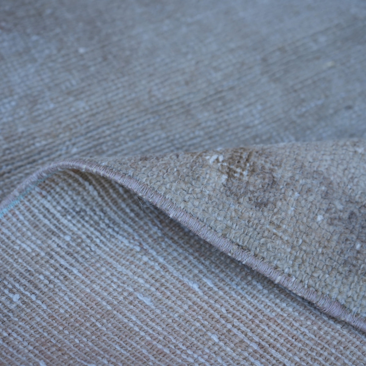 Additional view of the beige Turkish handmade neutral rug, hand-knotted in wool and cotton.