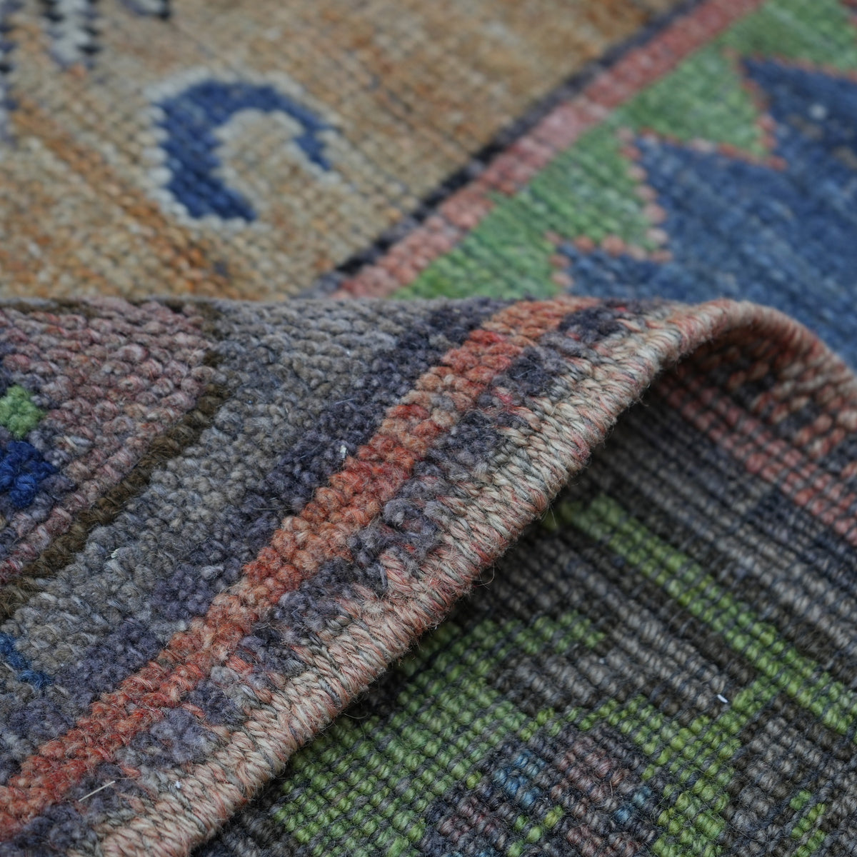 Additional view of the red Turkish handmade vintage rug, hand-knotted in wool.
