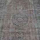 1970s blue Turkish handmade vintage wool rug with geometric design, hand-knotted weave and low pile.